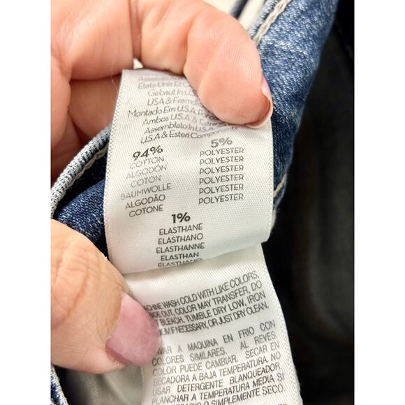 MOTHER Cotton Blend High Waisted Frayed Hem Denim Skinny Jeans Blue Womens US 28 - Picture 5 of 5